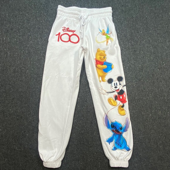 Disney Pants - Disney 100th Anniversary White Womens XS Character Graphic Jogger Sweatpants